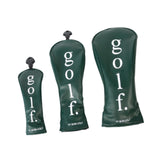 3Pcs Golf Head Cover PU Leather Golf Wood Headcover for Outdoor Adults Gifts Green