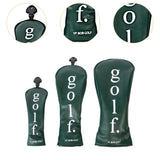 3Pcs Golf Head Cover PU Leather Golf Wood Headcover for Outdoor Adults Gifts Green