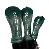 3Pcs Golf Head Cover PU Leather Golf Wood Headcover for Outdoor Adults Gifts Green