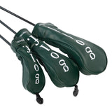 3Pcs Golf Head Cover PU Leather Golf Wood Headcover for Outdoor Adults Gifts Green