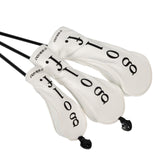 3Pcs Golf Head Cover PU Leather Golf Wood Headcover for Outdoor Adults Gifts White