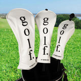 3Pcs Golf Head Cover PU Leather Golf Wood Headcover for Outdoor Adults Gifts White