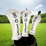 3Pcs Golf Head Cover PU Leather Golf Wood Headcover for Outdoor Adults Gifts White