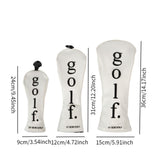 3Pcs Golf Head Cover PU Leather Golf Wood Headcover for Outdoor Adults Gifts White