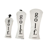 3Pcs Golf Head Cover PU Leather Golf Wood Headcover for Outdoor Adults Gifts White