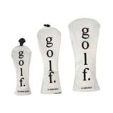 3Pcs Golf Head Cover PU Leather Golf Wood Headcover for Outdoor Adults Gifts White