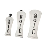 3Pcs Golf Head Cover PU Leather Golf Wood Headcover for Outdoor Adults Gifts White