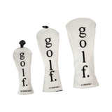 3Pcs Golf Head Cover PU Leather Golf Wood Headcover for Outdoor Adults Gifts White