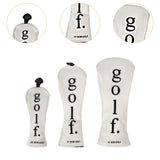 3Pcs Golf Head Cover PU Leather Golf Wood Headcover for Outdoor Adults Gifts White