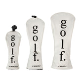 3Pcs Golf Head Cover PU Leather Golf Wood Headcover for Outdoor Adults Gifts White