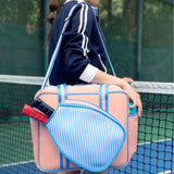 Pickleball Bag Tennis Racket Bag Racquet Carrying Bag Lightweight Tennis Bag Pink and Blue