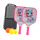 Kids Pickleball Paddles Birthday Gift Play Professional Portable Fun 4 Balls Pink