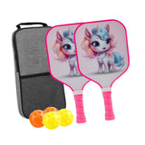 Kids Pickleball Paddles Birthday Gift Play Professional Portable Fun 4 Balls Pink