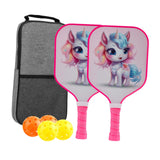 Kids Pickleball Paddles Birthday Gift Play Professional Portable Fun 4 Balls Pink