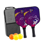 Kids Pickleball Paddles Birthday Gift Play Professional Portable Fun 4 Balls Blue Purple Aircraft