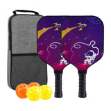 Kids Pickleball Paddles Birthday Gift Play Professional Portable Fun 4 Balls Blue Purple Aircraft