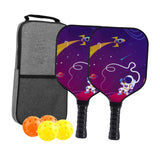 Kids Pickleball Paddles Birthday Gift Play Professional Portable Fun 4 Balls Blue Purple Aircraft