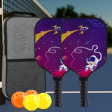 Kids Pickleball Paddles Birthday Gift Play Professional Portable Fun 4 Balls Blue Purple Aircraft