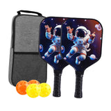 Kids Pickleball Paddles Birthday Gift Play Professional Portable Fun 4 Balls Blue Black Stars