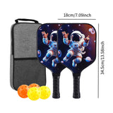 Kids Pickleball Paddles Birthday Gift Play Professional Portable Fun 4 Balls Blue Black Stars