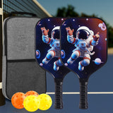 Kids Pickleball Paddles Birthday Gift Play Professional Portable Fun 4 Balls Blue Black Stars