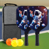 Kids Pickleball Paddles Birthday Gift Play Professional Portable Fun 4 Balls Blue Black Stars