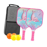 Maxbell Kids Pickleball Paddle with 2 Rackets 4 Pickleballs for Sports Supplies Pink