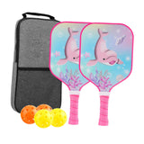 Maxbell Kids Pickleball Paddle with 2 Rackets 4 Pickleballs for Sports Supplies Pink