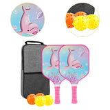Maxbell Kids Pickleball Paddle with 2 Rackets 4 Pickleballs for Sports Supplies Pink