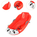 Maxbell Snow Sled with Pull Rope and Handle Grass Sliding Sled for Lawn Yard Outdoor Red Panda