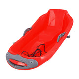 Maxbell Snow Sled with Pull Rope and Handle Grass Sliding Sled for Lawn Yard Outdoor Red Shark