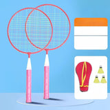 Children's Badminton Tennis Set Gift Tennis Racquets Set for Park Indoor Gym Pink