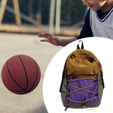 Basketball Backpack Sports Accessories Storage Bag for Swim Football Outdoor Khaki with Purple