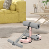 Maxbell Sit up Bar Floor Holder 3 Adjustable Height Situp Bar for Thighs Office Home Grey and Pink