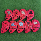 9Pcs Golf Club Head Covers Golf Iron Covers Set for Festivals Parks Training Red