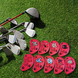 9Pcs Golf Club Head Covers Golf Iron Covers Set for Festivals Parks Training Red