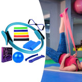 Maxbell 12Pcs Pilates Ring Circle and Ball Kit Portable Stretching Strap for Workout Blue