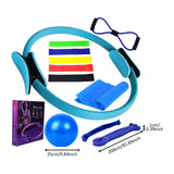 Maxbell 12Pcs Pilates Ring Circle and Ball Kit Portable Stretching Strap for Workout Blue