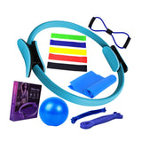Maxbell 12Pcs Pilates Ring Circle and Ball Kit Portable Stretching Strap for Workout Blue