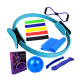 Maxbell 12Pcs Pilates Ring Circle and Ball Kit Portable Stretching Strap for Workout Blue