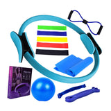 Maxbell 12Pcs Pilates Ring Circle and Ball Kit Portable Stretching Strap for Workout Blue