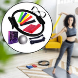 Maxbell 12Pcs Pilates Ring Circle and Ball Kit Portable Stretching Strap for Workout Black