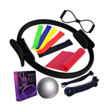 Maxbell 12Pcs Pilates Ring Circle and Ball Kit Portable Stretching Strap for Workout Black