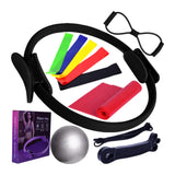 Maxbell 12Pcs Pilates Ring Circle and Ball Kit Portable Stretching Strap for Workout Black