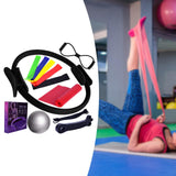 Maxbell 12Pcs Pilates Ring Circle and Ball Kit Portable Stretching Strap for Workout Black