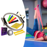 Maxbell 12Pcs Pilates Ring Circle and Ball Kit Portable Stretching Strap for Workout Grey