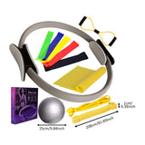 Maxbell 12Pcs Pilates Ring Circle and Ball Kit Portable Stretching Strap for Workout Grey