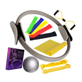 Maxbell 12Pcs Pilates Ring Circle and Ball Kit Portable Stretching Strap for Workout Grey