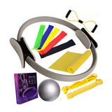 Maxbell 12Pcs Pilates Ring Circle and Ball Kit Portable Stretching Strap for Workout Grey