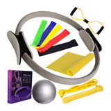 Maxbell 12Pcs Pilates Ring Circle and Ball Kit Portable Stretching Strap for Workout Grey